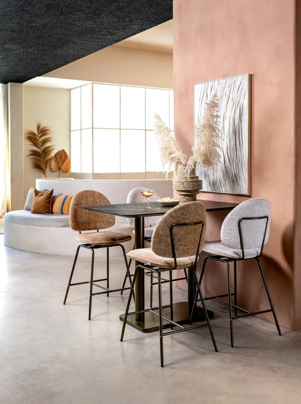 COCOmaison Brest table de bar marble onyx 120x75cm - Or New