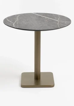 COCOmaison Brest table de bistrot marble light grey D80cm - Or New