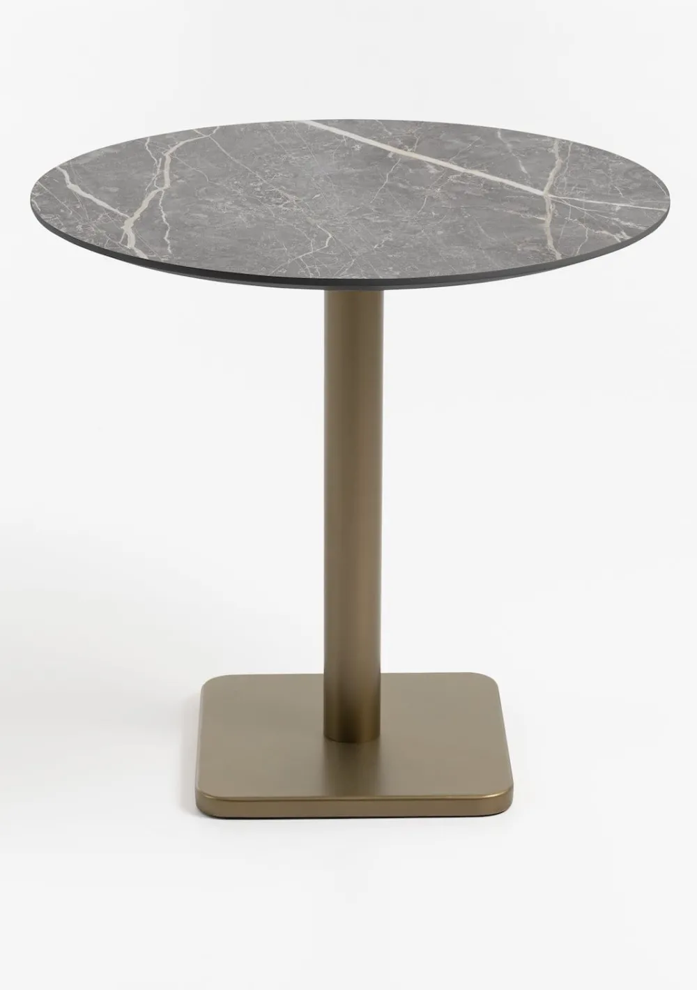 COCOmaison Brest table de bistrot marble light grey D80cm - Or New