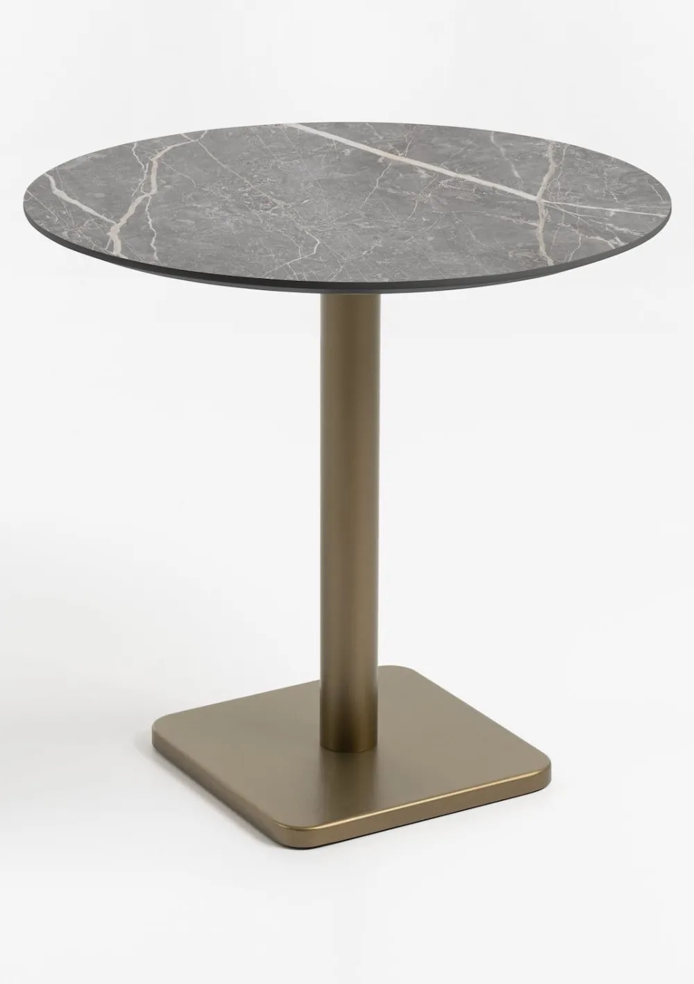 COCOmaison Brest table de bistrot marble light grey D80cm - Or New