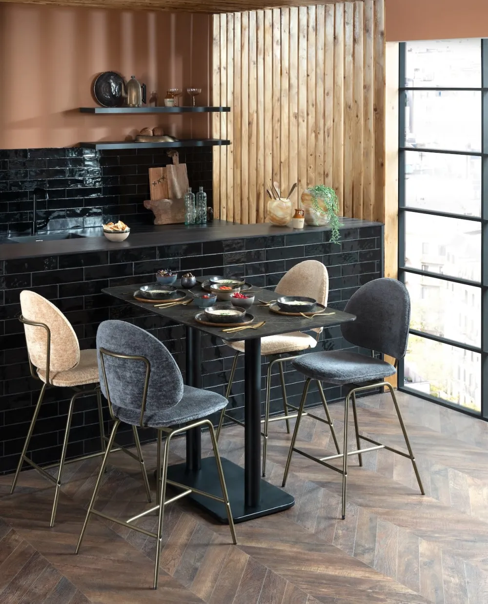 COCOmaison Kjel chaise de bar - champagne - Anthracite Clearance